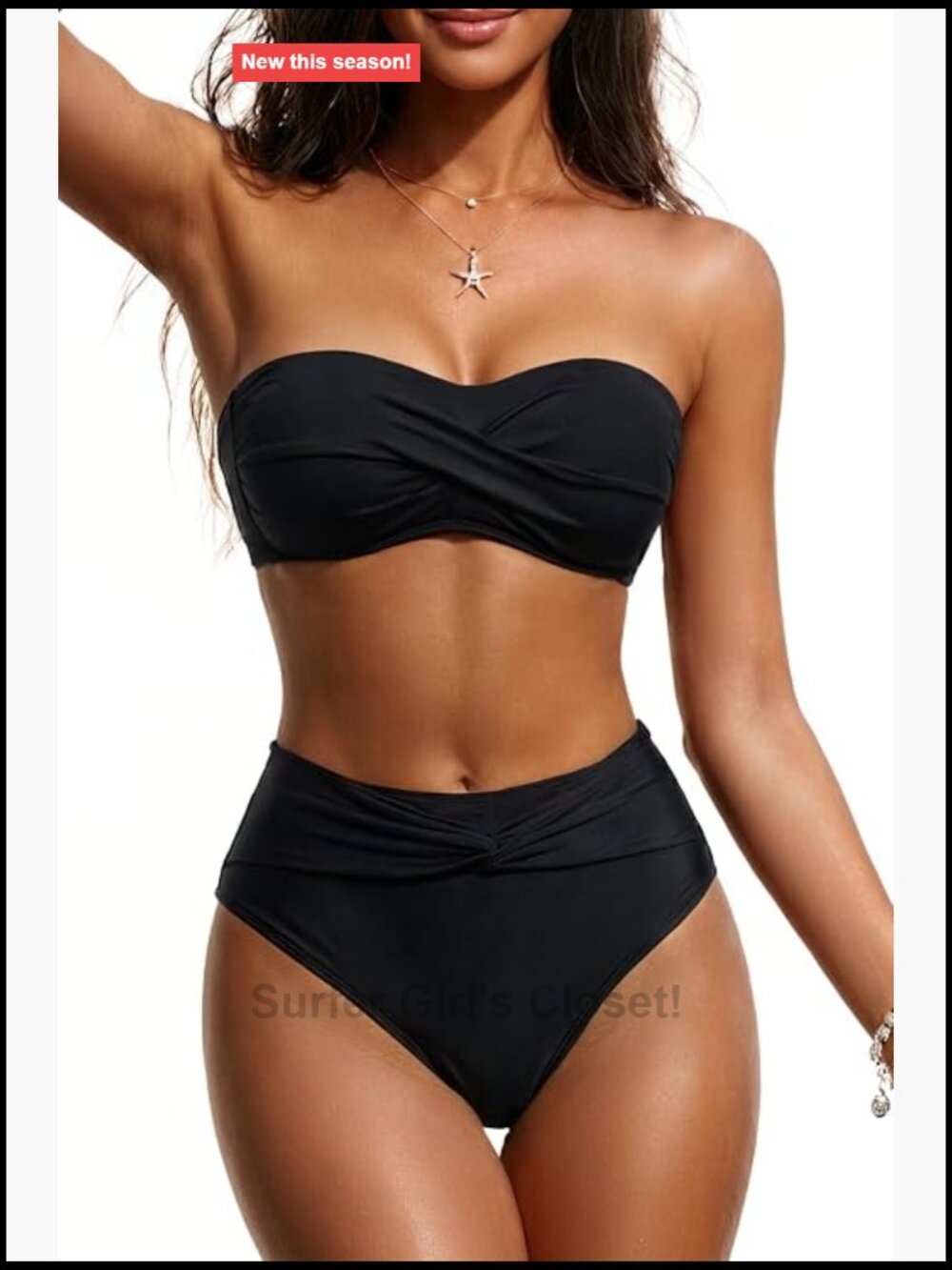 Bandeau Bikini Set Twist Strapless Two Piece High Waisted Bathing Suit